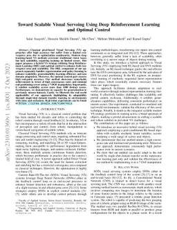 Toward Scalable Visual Servoing Using Deep Reinforcement Learning and
  Optimal Control