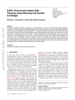 EAST: Environment Aware Safe Tracking using Planning and Control Co-Design