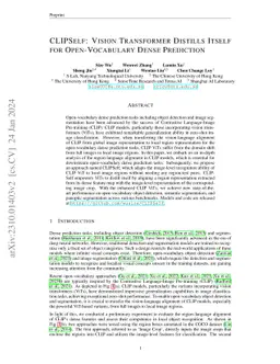 CLIPSelf: Vision Transformer Distills Itself for Open-Vocabulary Dense
  Prediction