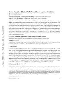 Design Principles of Robust Multi-Armed Bandit Framework in Video
  Recommendations