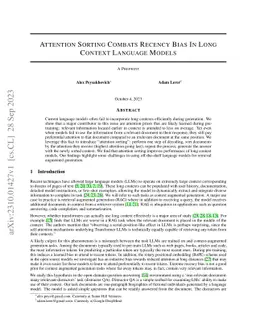 Attention Sorting Combats Recency Bias In Long Context Language Models