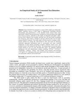 An Empirical Study of AI Generated Text Detection Tools