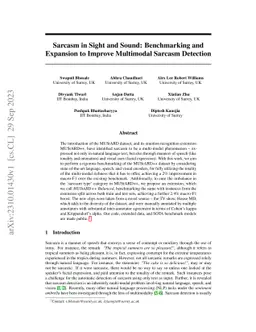Sarcasm in Sight and Sound: Benchmarking and Expansion to Improve
  Multimodal Sarcasm Detection