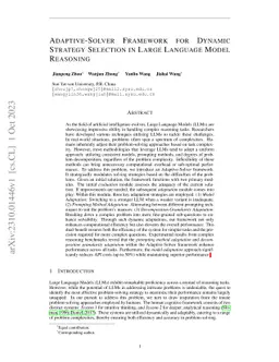 Adaptive-Solver Framework for Dynamic Strategy Selection in Large
  Language Model Reasoning