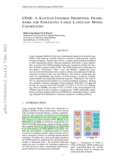 UPAR: A Kantian-Inspired Prompting Framework for Enhancing Large
  Language Model Capabilities