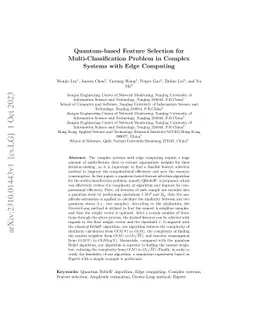 Quantum-Based Feature Selection for Multi-classification Problem in
  Complex Systems with Edge Computing