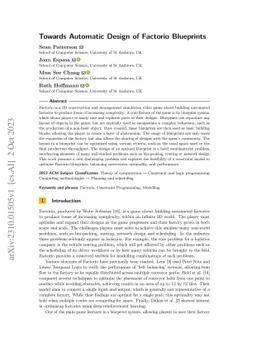 Towards Automatic Design of Factorio Blueprints