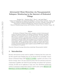 Adversarial Client Detection via Non-parametric Subspace Monitoring in
  the Internet of Federated Things
