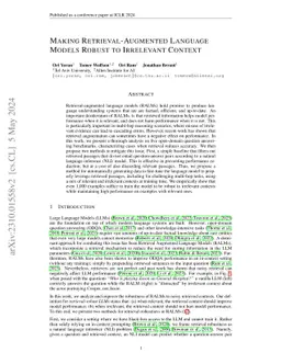 Making Retrieval-Augmented Language Models Robust to Irrelevant Context