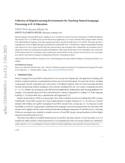 A Review of Digital Learning Environments for Teaching Natural Language
  Processing in K-12 Education