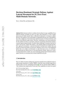 Decision-Dominant Strategic Defense Against Lateral Movement for 5G
  Zero-Trust Multi-Domain Networks
