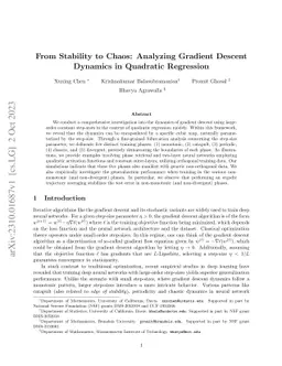 From Stability to Chaos: Analyzing Gradient Descent Dynamics in
  Quadratic Regression