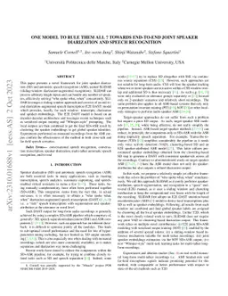 One model to rule them all ? Towards End-to-End Joint Speaker
  Diarization and Speech Recognition