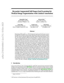 Keypoint-Augmented Self-Supervised Learning for Medical Image
  Segmentation with Limited Annotation