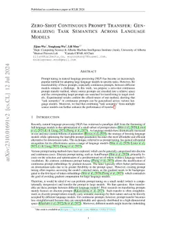 Zero-Shot Continuous Prompt Transfer: Generalizing Task Semantics Across
  Language Models