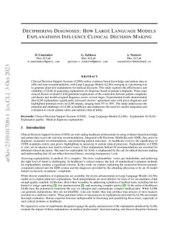 Deciphering Diagnoses: How Large Language Models Explanations Influence
  Clinical Decision Making