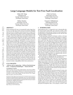 Large Language Models for Test-Free Fault Localization