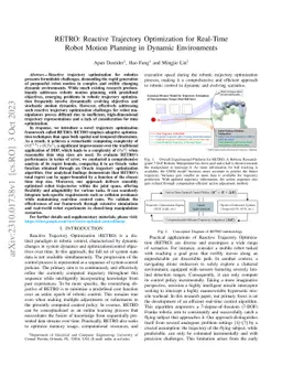 RETRO: Reactive Trajectory Optimization for Real-Time Robot Motion
  Planning in Dynamic Environments