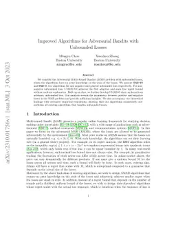 Improved Algorithms for Adversarial Bandits with Unbounded Losses