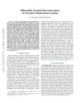 Differentially Encoded Observation Spaces for Perceptive Reinforcement
  Learning