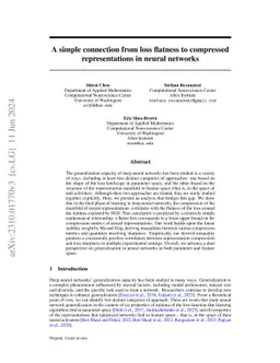 A simple connection from loss flatness to compressed neural representations