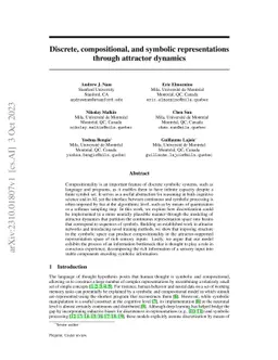 Discrete, compositional, and symbolic representations through attractor
  dynamics