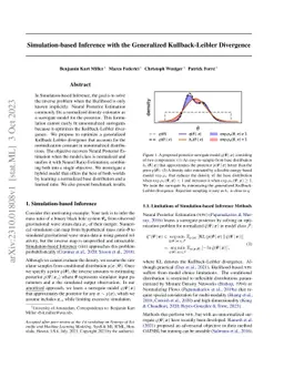 Simulation-based Inference with the Generalized Kullback-Leibler
  Divergence
