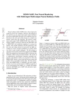 MIMO-NeRF: Fast Neural Rendering with Multi-input Multi-output Neural
  Radiance Fields