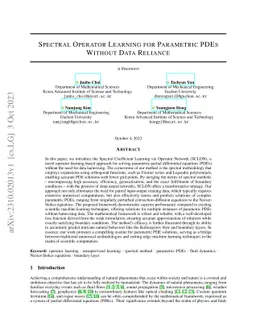 Spectral operator learning for parametric PDEs without data reliance