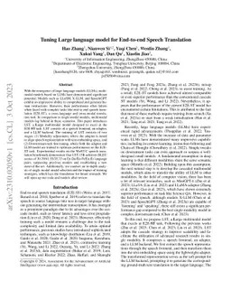Tuning Large language model for End-to-end Speech Translation