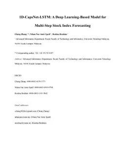 1D-CapsNet-LSTM: A Deep Learning-Based Model for Multi-Step Stock Index
  Forecasting