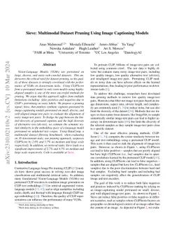 Sieve: Multimodal Dataset Pruning Using Image Captioning Models