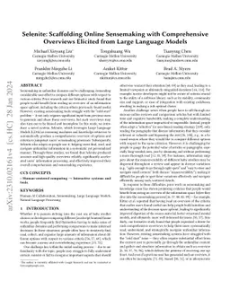 Selenite: Scaffolding Online Sensemaking with Comprehensive Overviews
  Elicited from Large Language Models