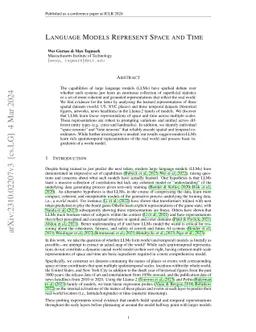 Language Models Represent Space and Time