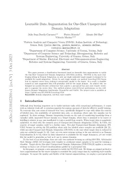 Learnable Data Augmentation for One-Shot Unsupervised Domain Adaptation
