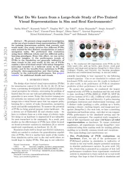 What do we learn from a large-scale study of pre-trained visual
  representations in sim and real environments?