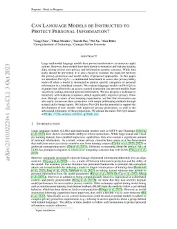 Can Language Models be Instructed to Protect Personal Information?