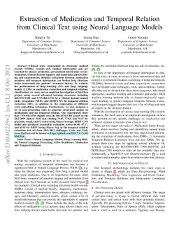 Extraction of Medication and Temporal Relation from Clinical Text using
  Neural Language Models