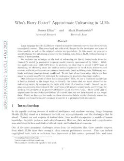 Who's Harry Potter? Approximate Unlearning in LLMs