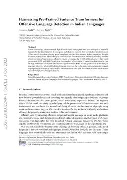 Harnessing Pre-Trained Sentence Transformers for Offensive Language
  Detection in Indian Languages