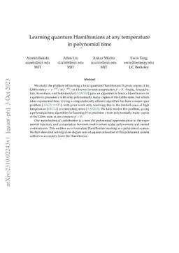 Learning quantum Hamiltonians at any temperature in polynomial time