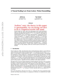 A Neural Scaling Law from Lottery Ticket Ensembling