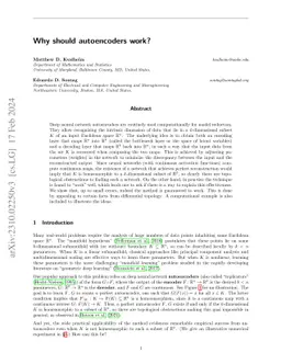 Why should autoencoders work?