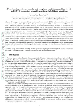 Deep learning soliton dynamics and complex potentials recognition for 1D
  and 2D PT-symmetric saturable nonlinear Schrödinger equations