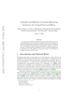A Stable and Efficient Covariate-Balancing Estimator for Causal Survival
  Effects