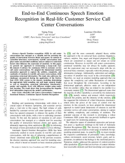 End-to-End Continuous Speech Emotion Recognition in Real-life Customer
  Service Call Center Conversations