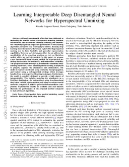 Learning Interpretable Deep Disentangled Neural Networks for
  Hyperspectral Unmixing