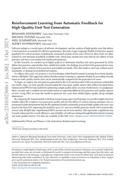 Reinforcement Learning from Automatic Feedback for High-Quality Unit Test Generation