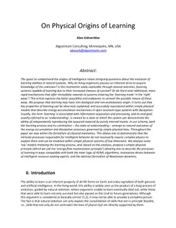 On Physical Origins of Learning