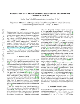 Unsupervised Speech Recognition with N-Skipgram and Positional Unigram
  Matching